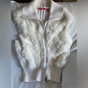 White rabbit fur vest